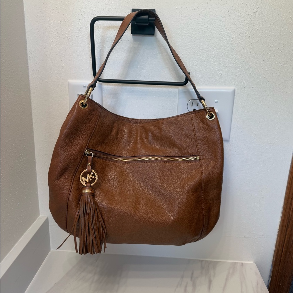 Michael Kors Brown Hobo Bag with Tassel Detail